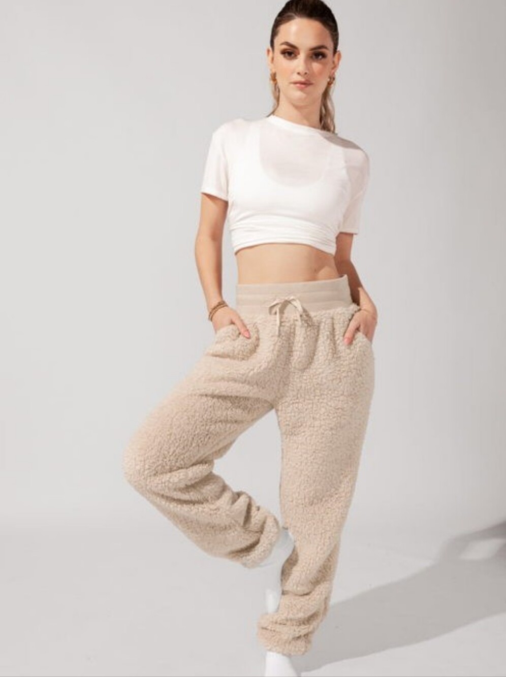 Popflex Nude Sherpa Jogger Pants